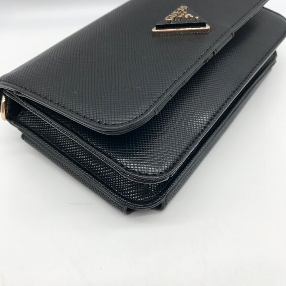 Guess Black Textured Noelle Flap Mini Crossbody - Picture 6 of 11